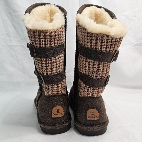 Bearpaw Boshie Chestnut Brown Distressed Fuzzy Lined Boots Women's Size 10 NEW - Picture 5 of 12